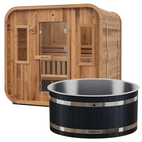 Primal Ice Bath + 6 Person Cedar Sauna