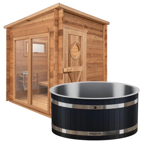 Primal Ice Bath + 8 Person Cedar Sauna