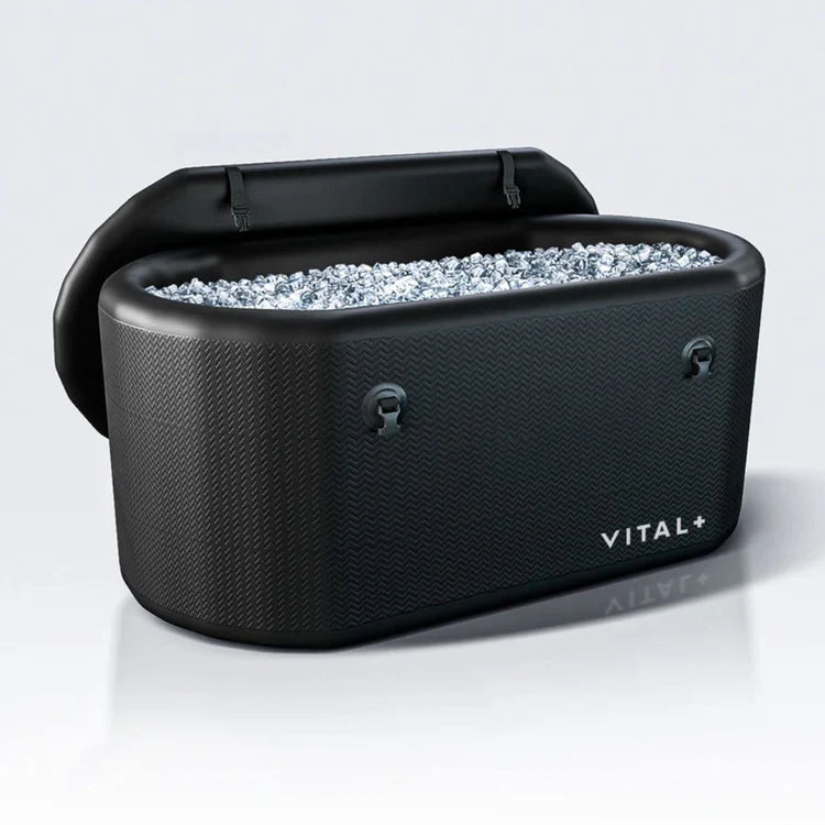 Vital plus ice bath product image with ice cubes showing tub design