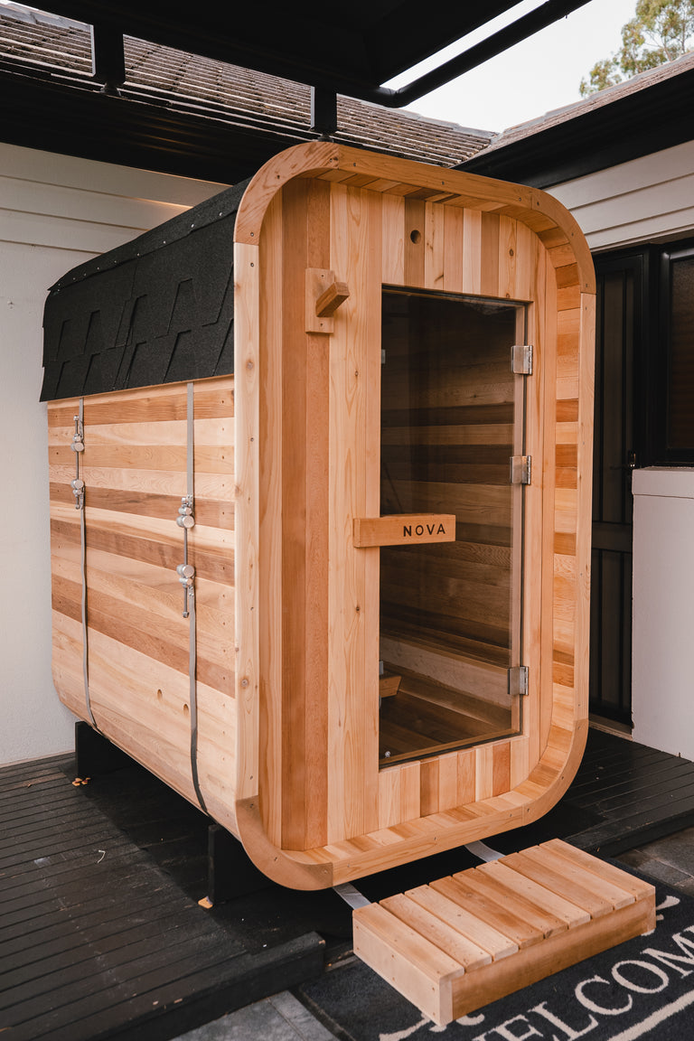 Cedar Duo: Premium Barrel + 2 Person Sauna