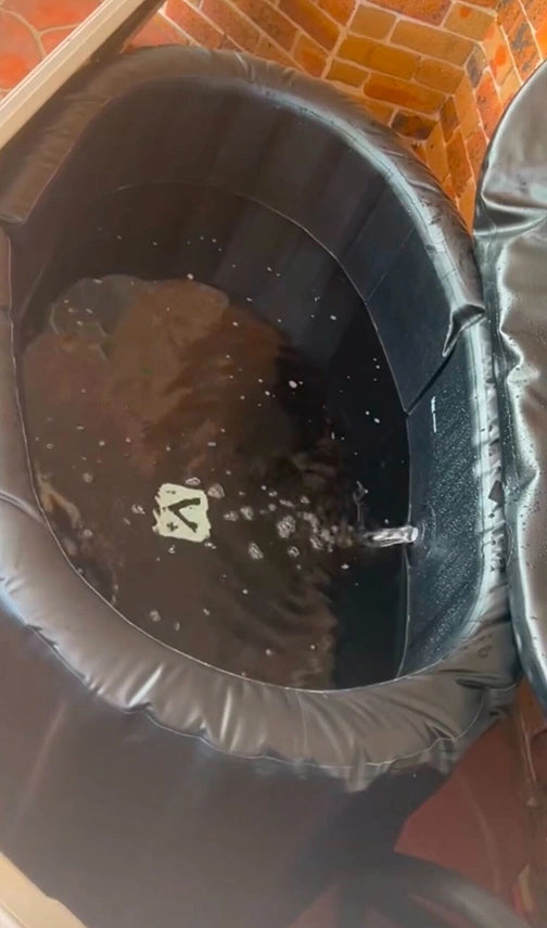 Inside view of vital plus ice bath tub showing water level and interior construction