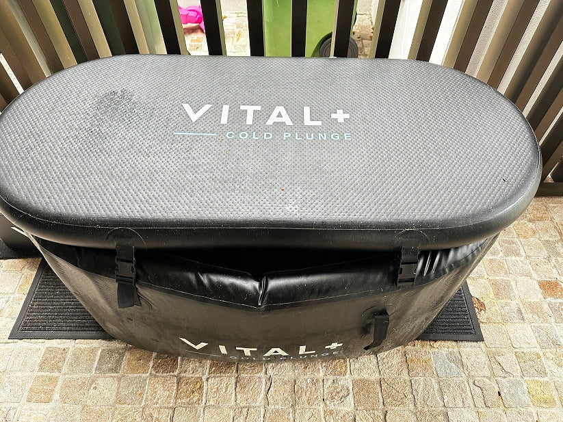 Vital Plus cold plunge tub top view - competitor ice bath showing lid design
